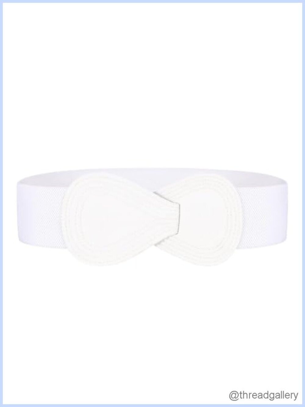 Wide Elastic Stretch Dress Belt with 8-Shaped Interlock Leather Buckle